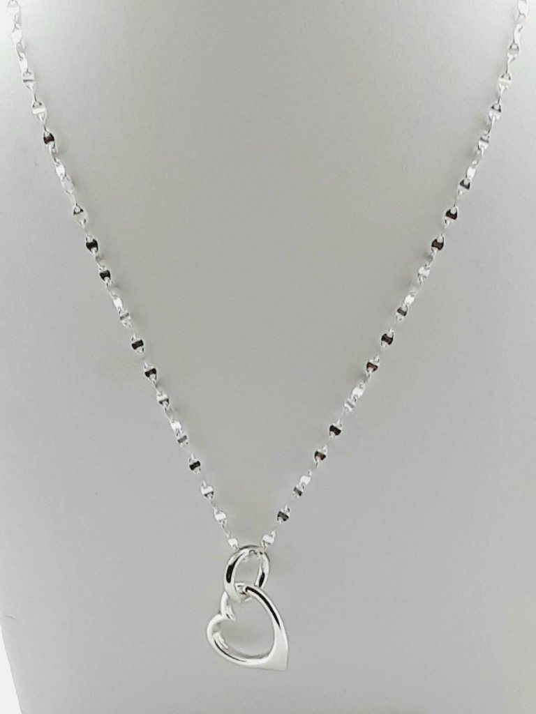 New Sparkling 925 Silver Heart Necklace
